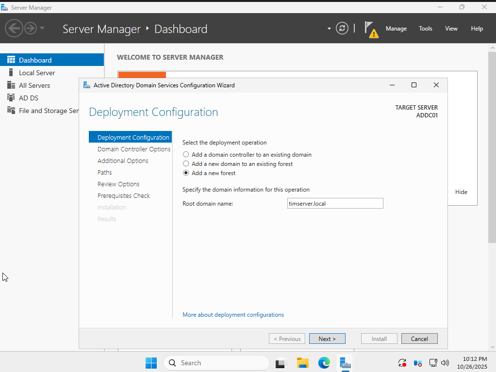 AD DS Configuration Wizard