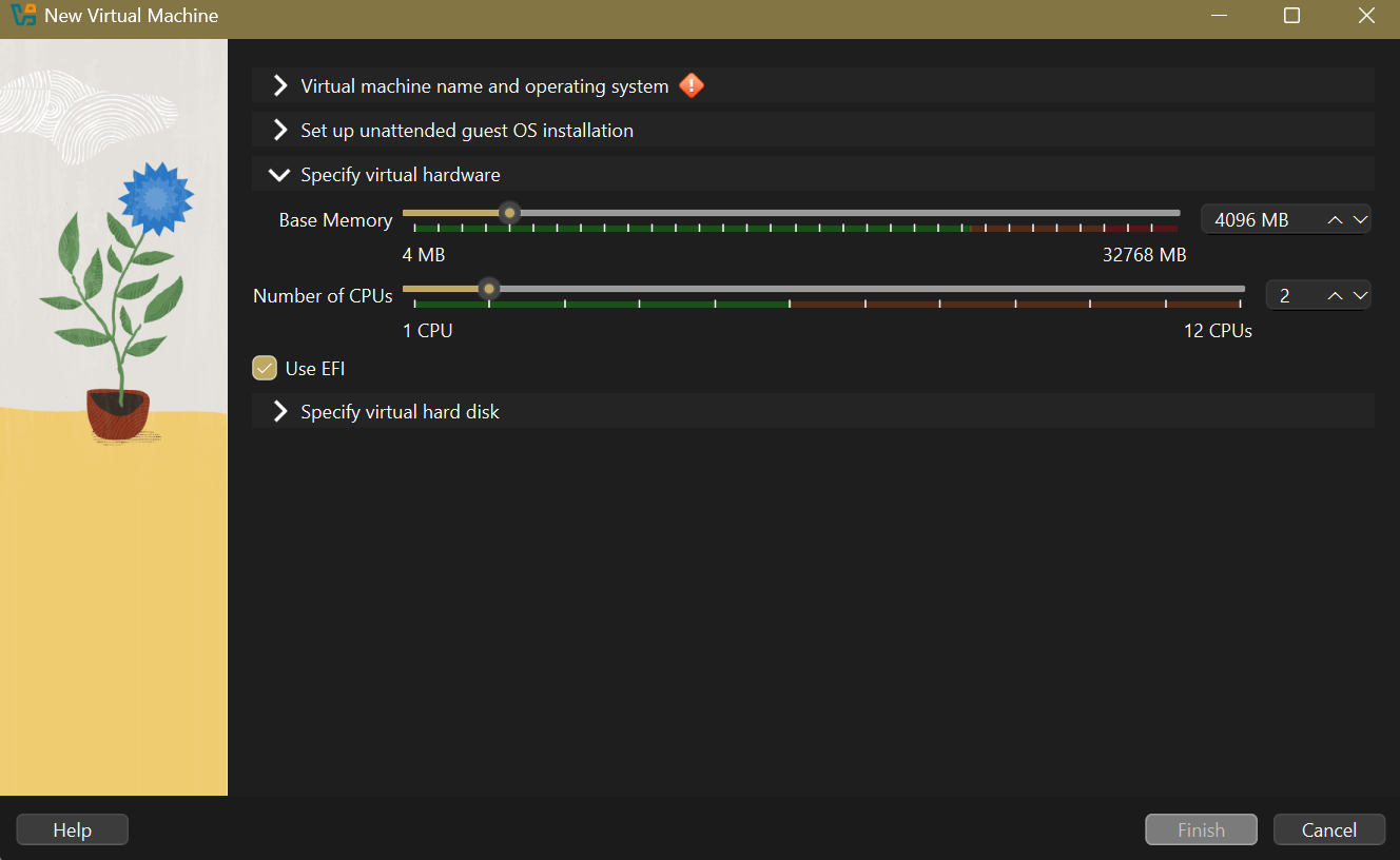 VirtualBox VM Hardware Config