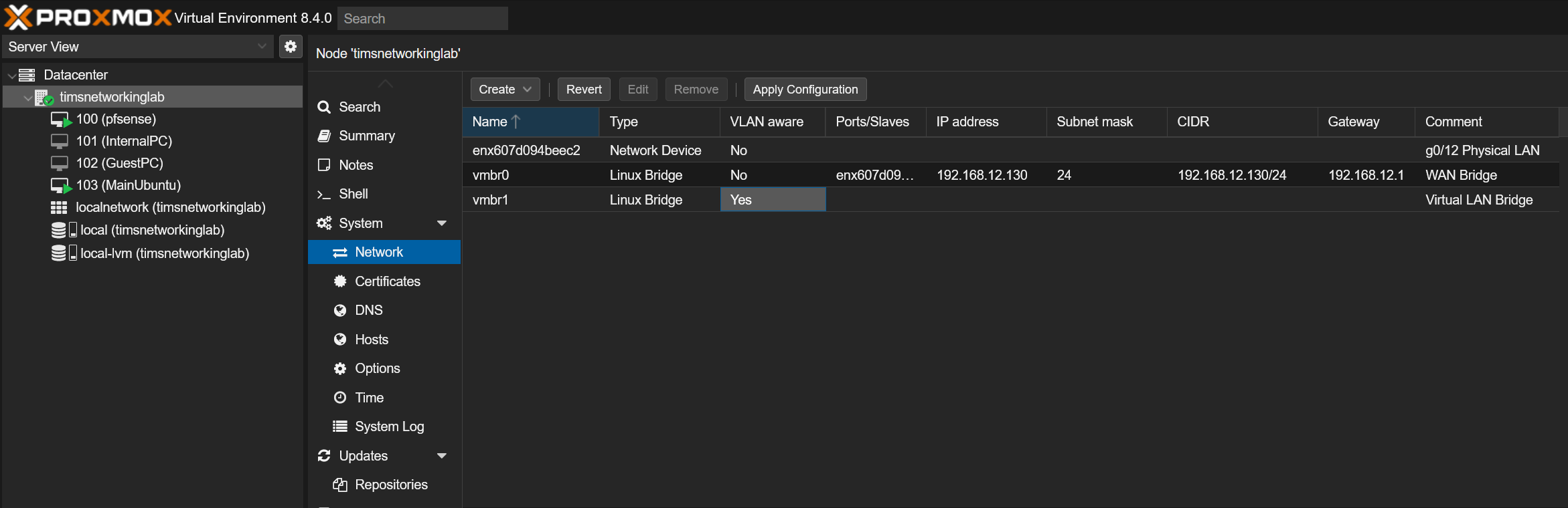 Proxmox Network Setup
